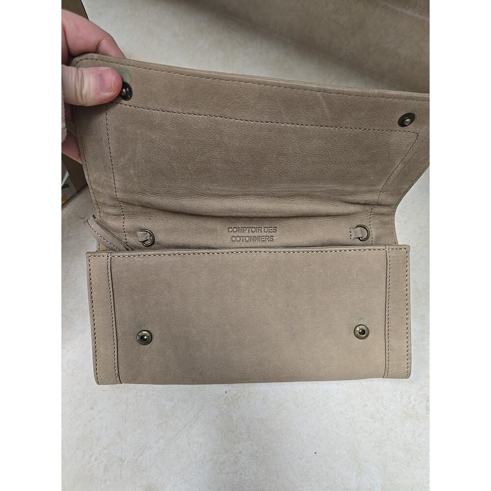 Comptoir des Cotonniers Tan Leather Clutch Wallet U-Shape Stitching Designer Bag - Picture 2 of 6